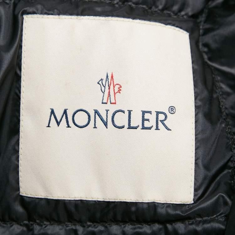 Pre Owned Moncler Black Nylon Open Front Quilted Down Jacket XS