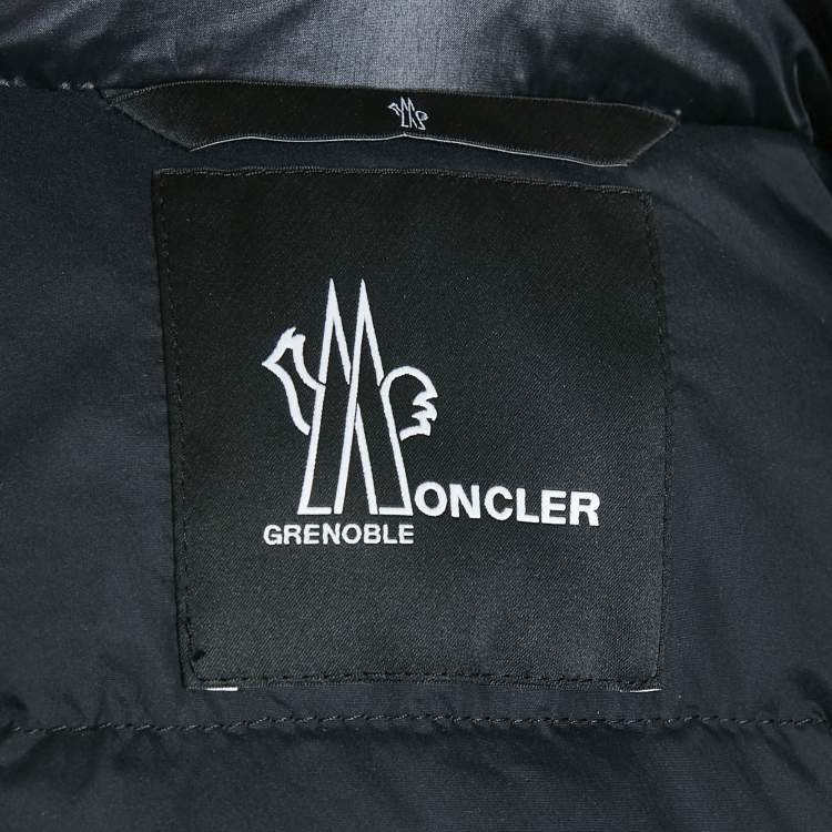 Pre Owned Moncler Grenoble Green Nylon and Detachable Fur Hooded Down Jacket XS