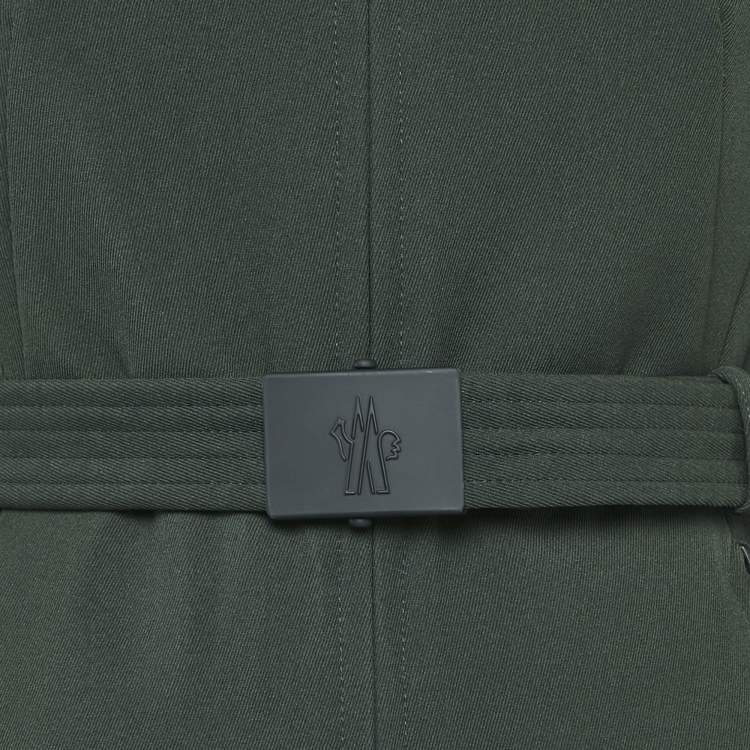 Pre Owned Moncler Grenoble Green Nylon and Detachable Fur Hooded Down Jacket XS