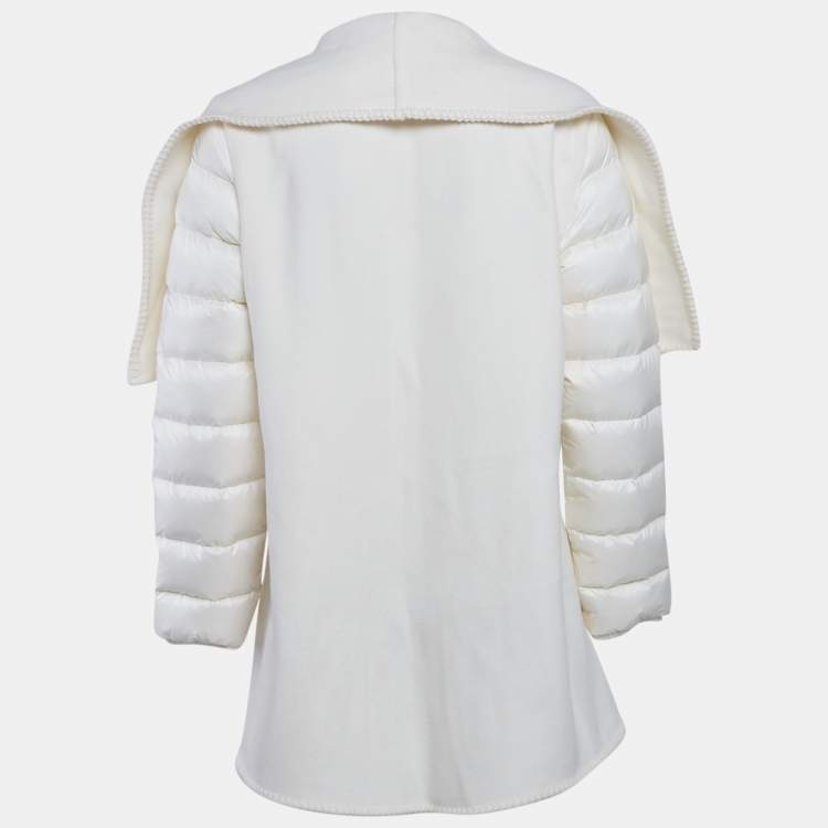 Pre Owned Moncler Off-White Wool Blend Belted Wrap Coat M