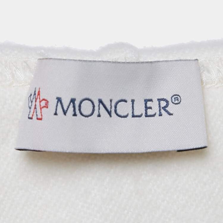 Pre Owned Moncler Off-White Wool Blend Belted Wrap Coat M