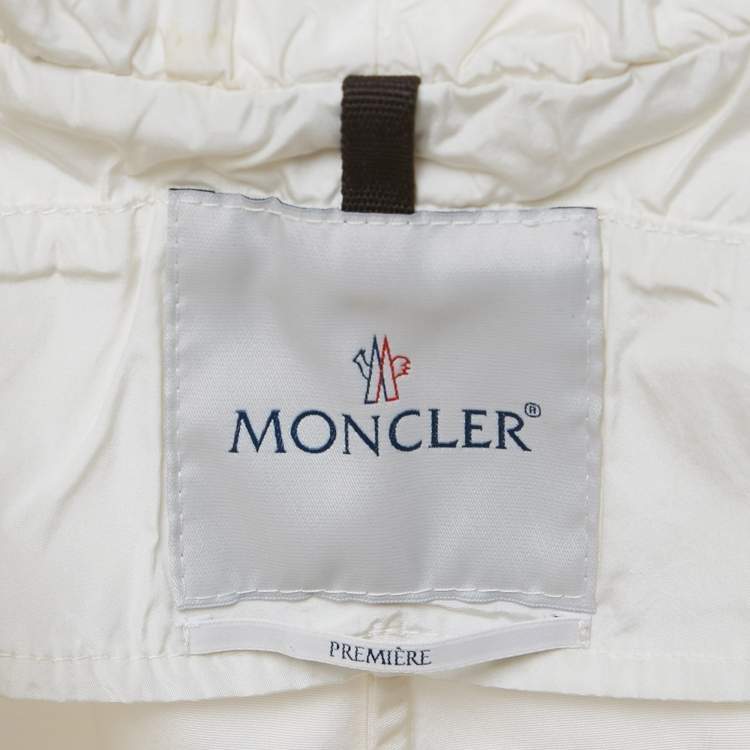 Pre Owned Moncler Off-White Synthetic Zip-Up Hooded Jacket S