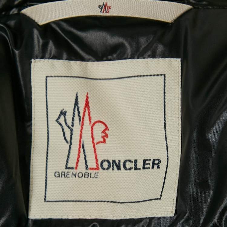 Pre Owned Moncler Cream/Black Nylon Zip-Up Hooded Arcalis Down Jacket S
