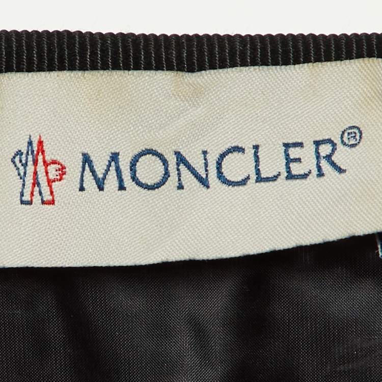 Pre Owned Moncler Cream/Black Rib and Nylon Nylon Zip-Up Down Jacket M