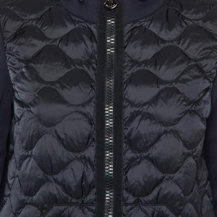 Pre Owned Moncler Navy Blue Quilted Zip Up Cardigan Jacket S