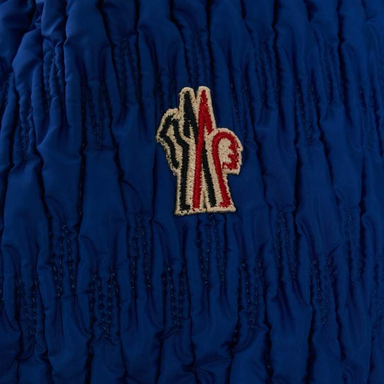 Pre Owned Moncler Blue Faux-Fur Collar Nylon Belted Plantrey Ski Jacket s