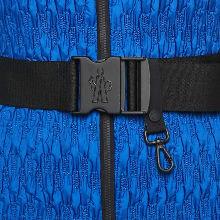 Pre Owned Moncler Blue Faux-Fur Collar Nylon Belted Plantrey Ski Jacket s