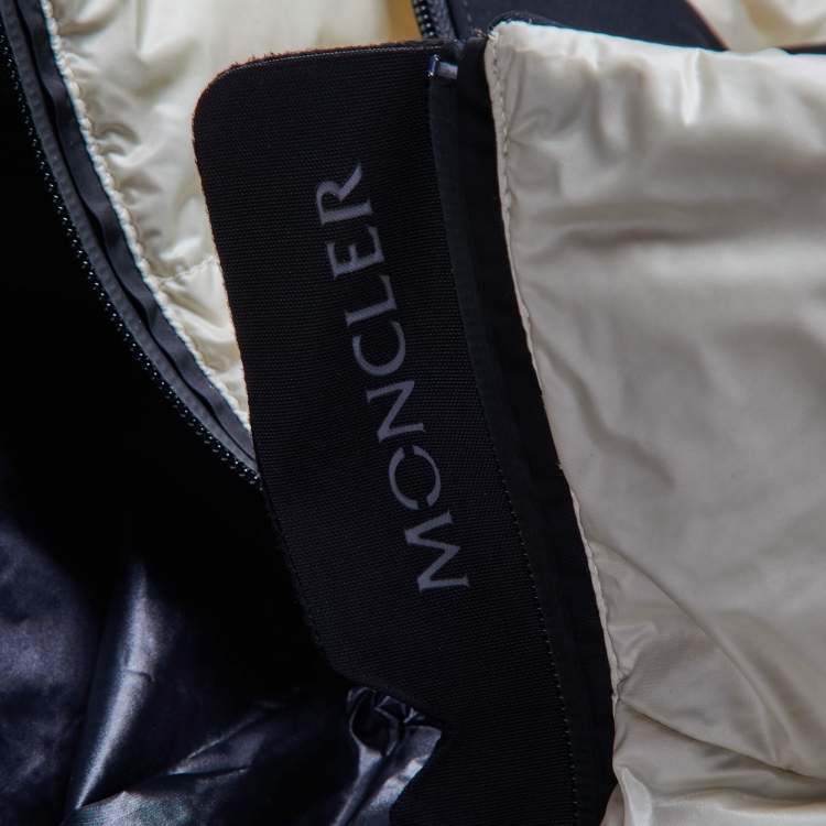 Pre Owned Moncler Cream/Black Nylon Down Quilted Jacket M