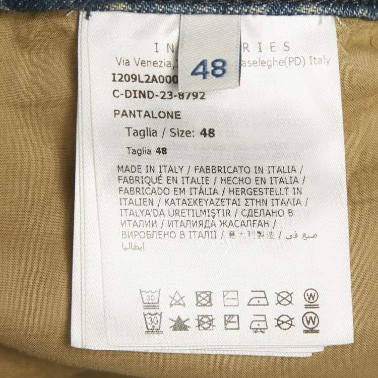 Pre Owned Moncler Blue Raw Edge Denim Wide-Leg Jeans L Waist 36"