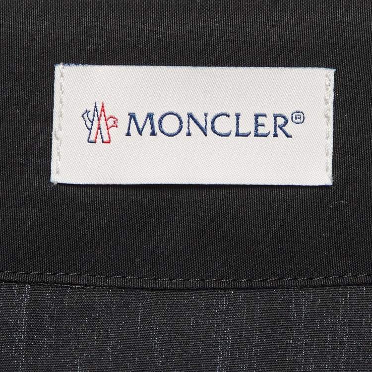 Pre Owned Moncler Black Taffetta Belted Shirt Dress L