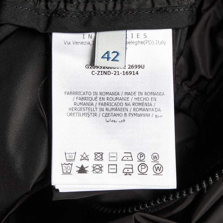 Pre Owned Moncler Black Taffetta Belted Shirt Dress L