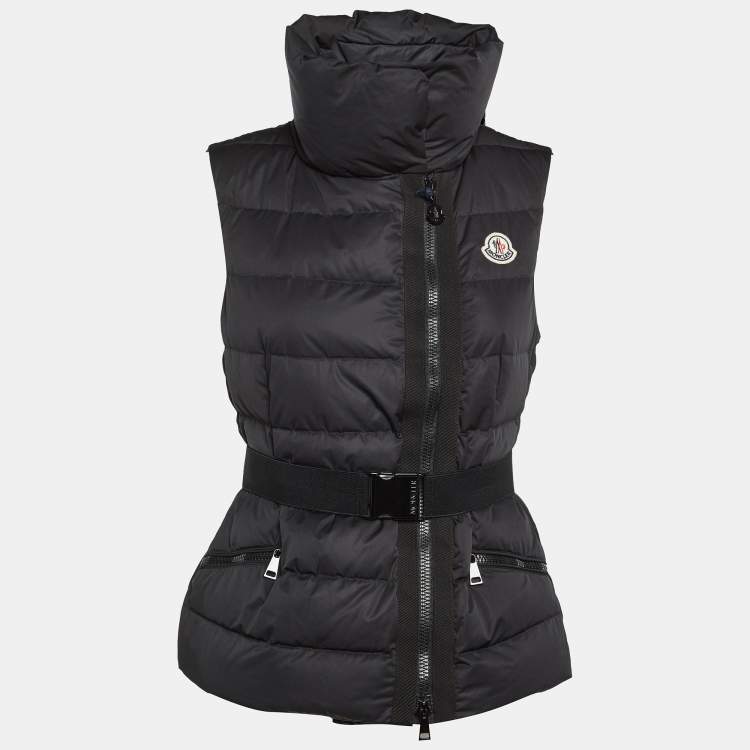 Pre Owned Moncler Black Polyester Sleeveless Jacket S