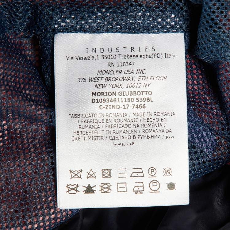 Pre Owned Moncler Burgundy Printed Polyamide Hooded Jacket L