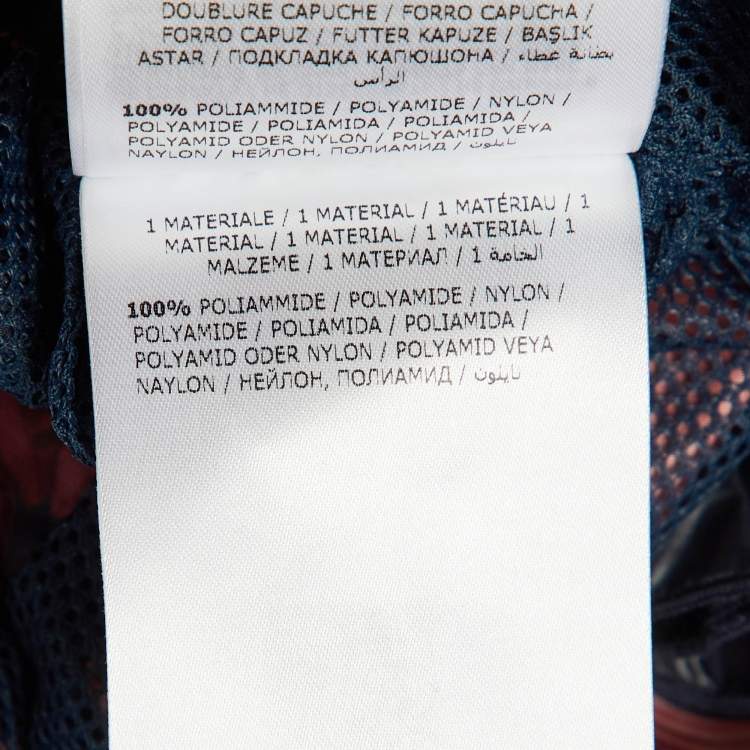 Pre Owned Moncler Burgundy Printed Polyamide Hooded Jacket L