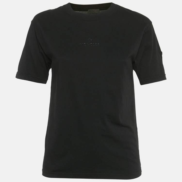 مملوكة مسبقًا Moncler Black Logo Applique Jersey Crewneck T-Shirt S  