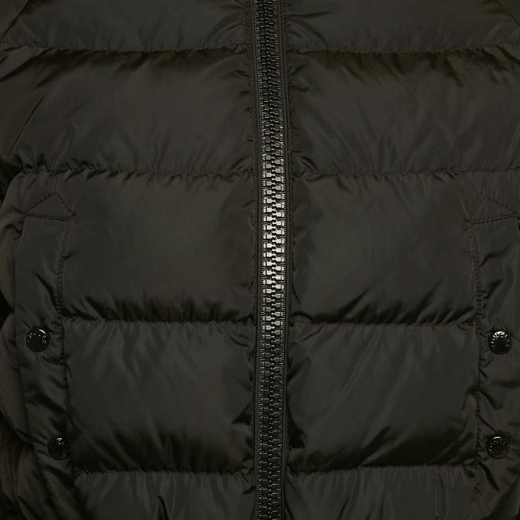 Pre Owned Moncler Black Nylon Puffer Down Hooded Jacket S
