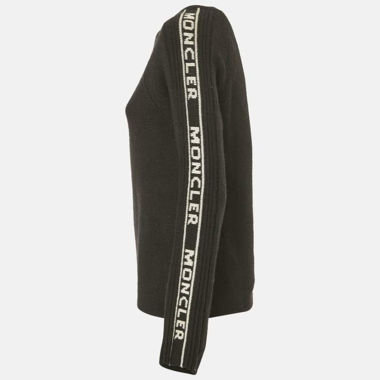مملوكة مسبقًا Moncler Black Rib Knit Crew Neck Sweater S