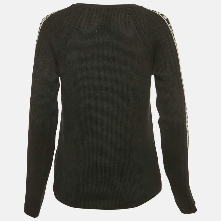 مملوكة مسبقًا Moncler Black Rib Knit Crew Neck Sweater S