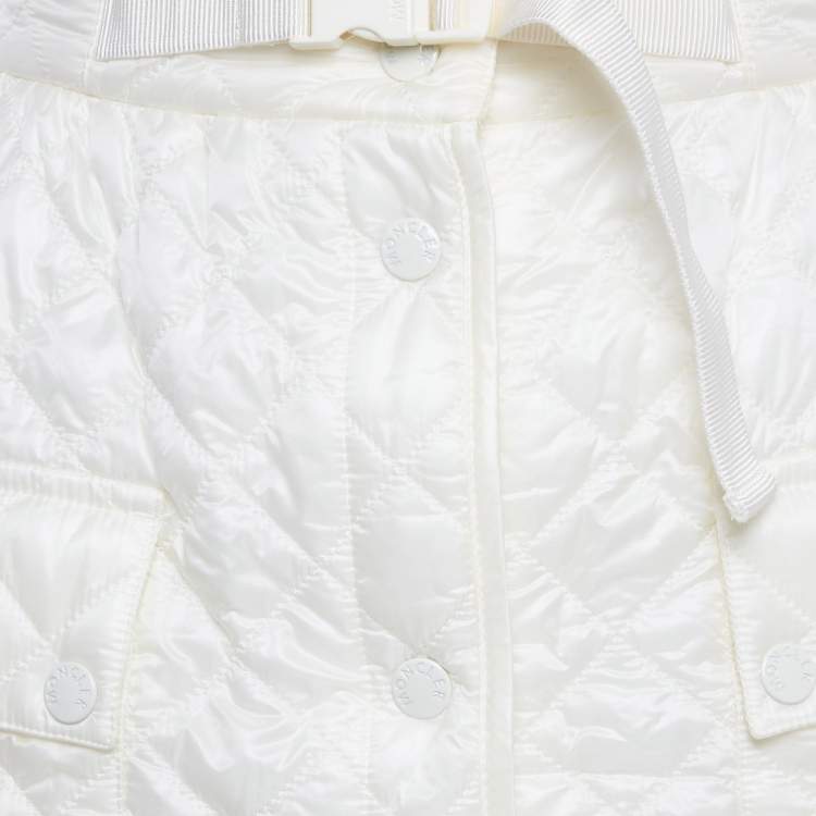 Pre Owned Moncler White Nylon Quilted A-Line Mini Skirt M