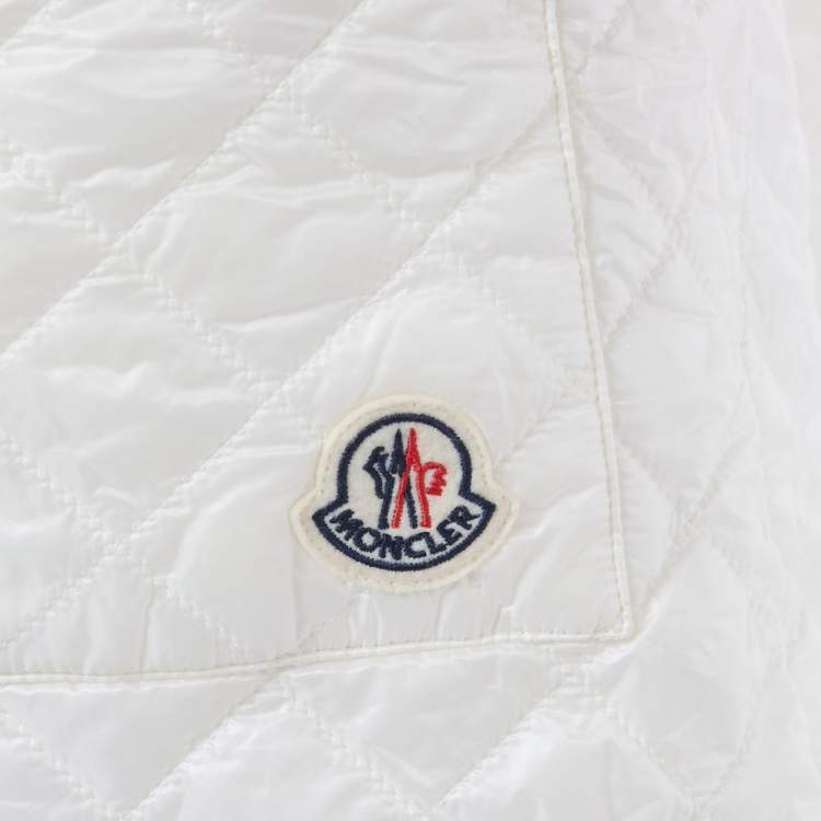 Pre Owned Moncler White Nylon Quilted A-Line Mini Skirt M
