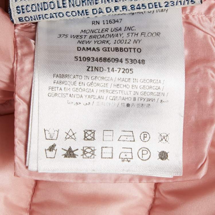 Pre Owned Moncler Pink Nylon Belted Puffer Jacket L