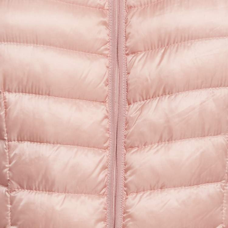 Pre Owned Moncler Pink Nylon Belted Puffer Jacket L