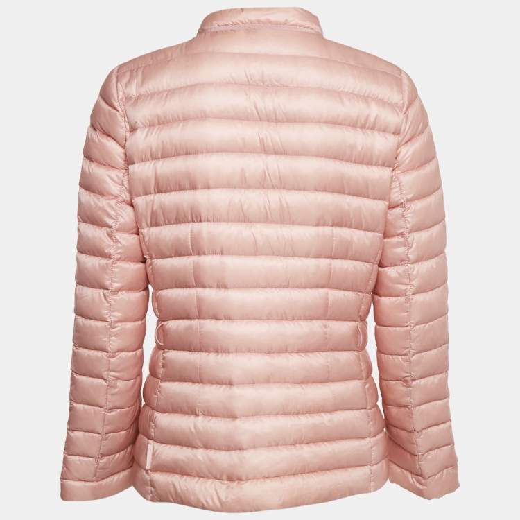 Pre Owned Moncler Pink Nylon Belted Puffer Jacket L