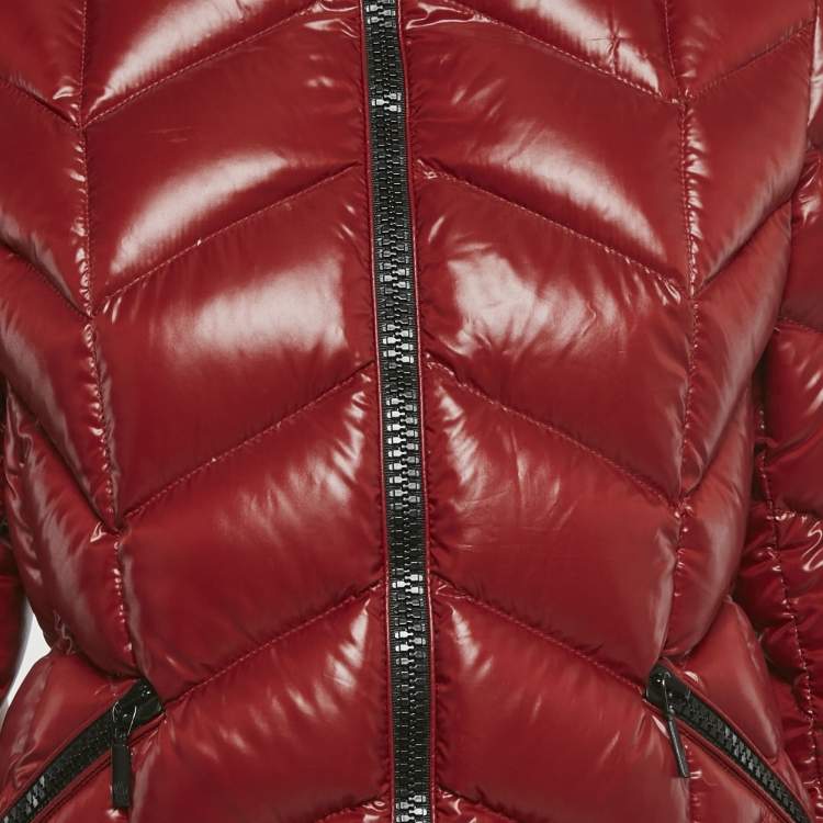 Pre Owned Moncler Red Synthetic Down Jacket M