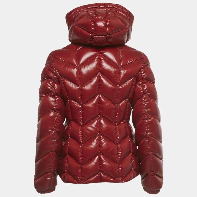 Pre Owned Moncler Red Synthetic Down Jacket M