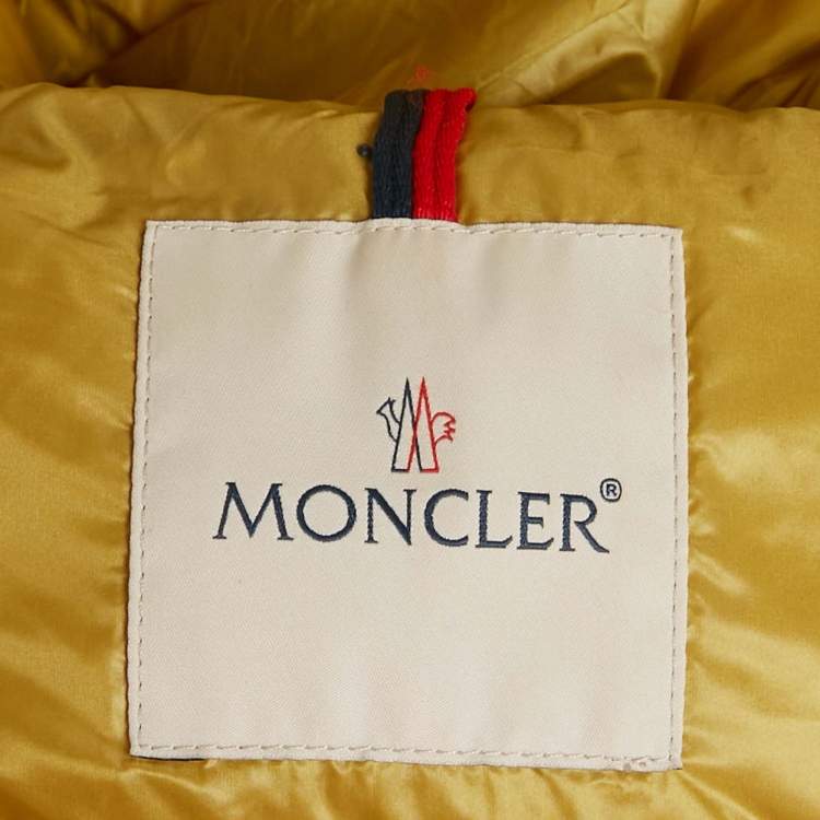 Pre Owned Moncler Yellow Nylon Hooded Down Jacket M