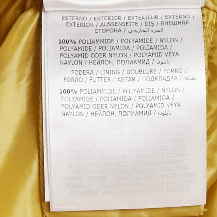 Pre Owned Moncler Yellow Nylon Hooded Down Jacket M