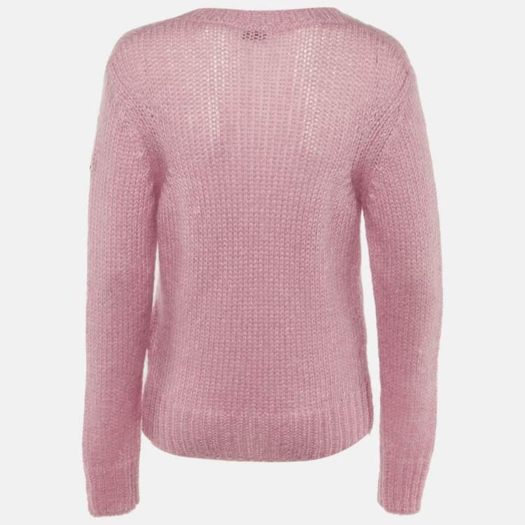 مملوكة مسبقًا Moncler Pink Mohair Knit Crew Neck Sweater M