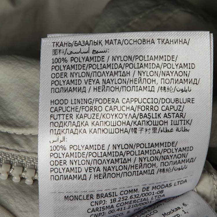 Pre Owned Moncler Grey Nylon Potet Long Parka XS