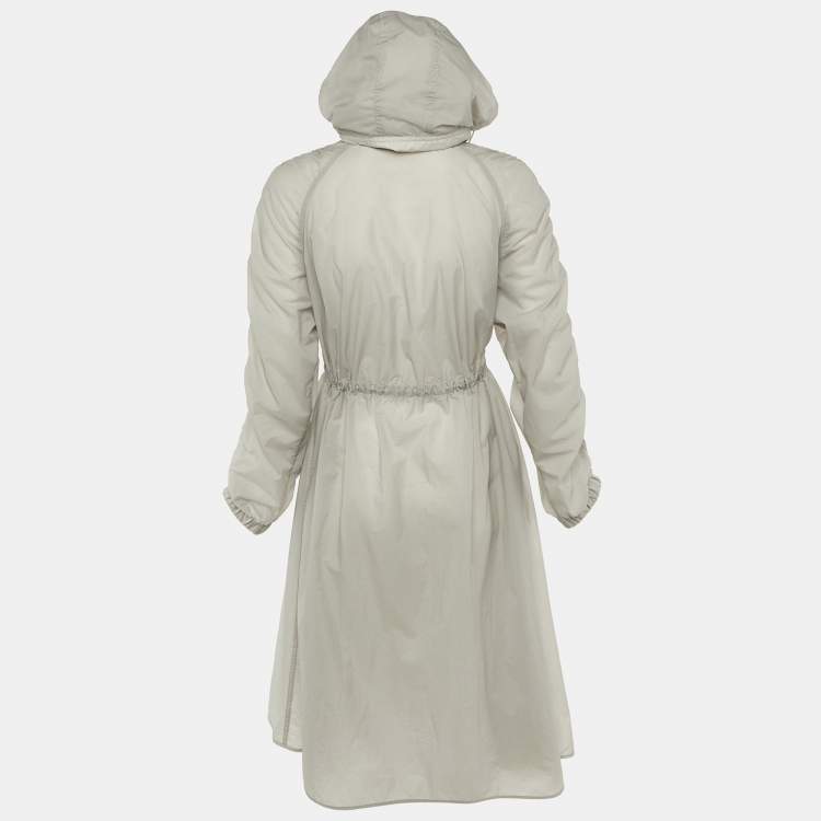 Pre Owned Moncler Grey Nylon Potet Long Parka XS