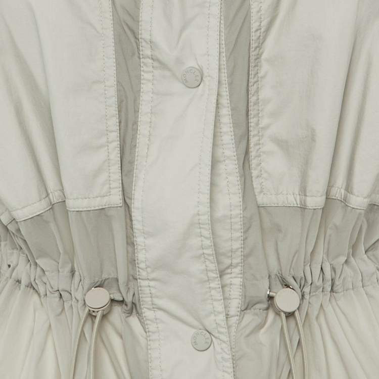 Pre Owned Moncler Grey Nylon Potet Long Parka XS