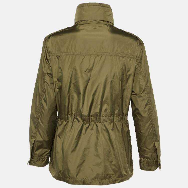 Pre Owned Moncler Olive Green Nylon Logo Patch Agde Jacket S