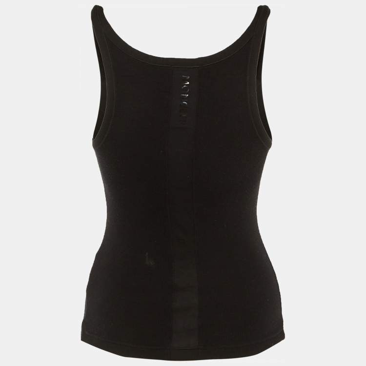 Pre Owned Moncler Black Rib Knit Tank Top S