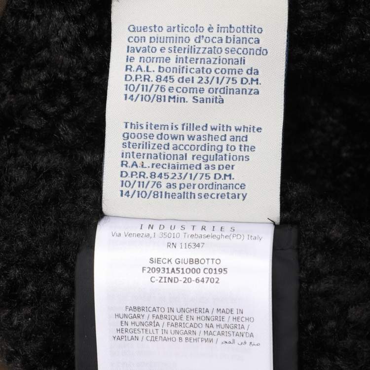 Pre Owned Moncler Green Gabardine and Boucle Sieck Down Jacket S