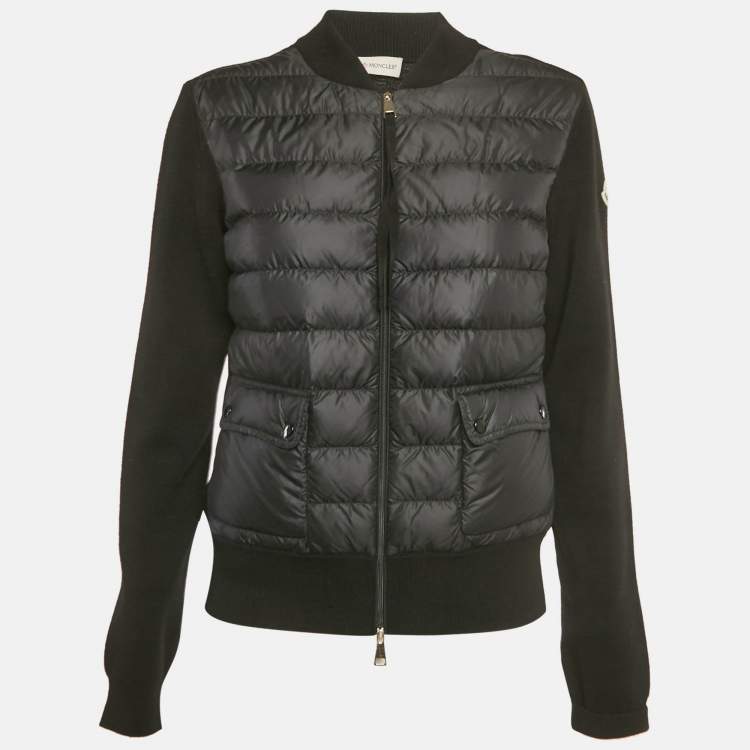 Pre Owned Moncler Black Nylon and Wool Puffer Jacket M