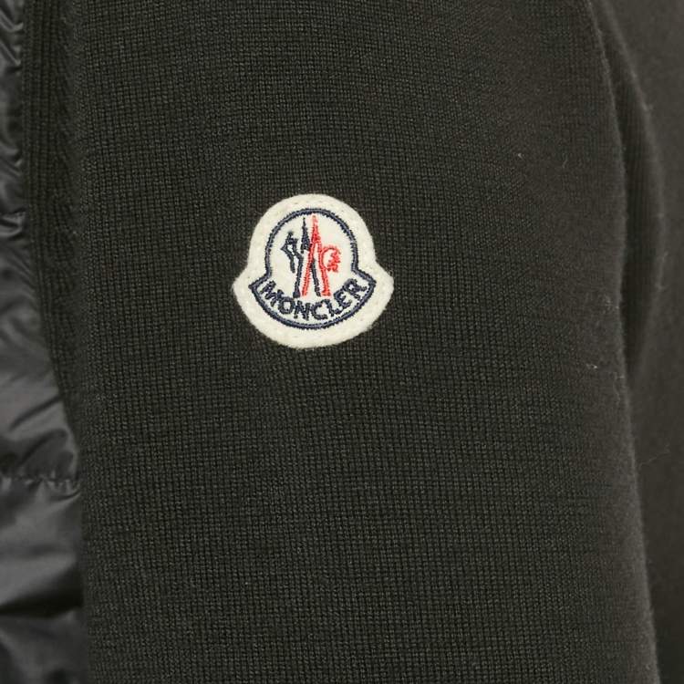 Pre Owned Moncler Black Nylon and Wool Puffer Jacket M