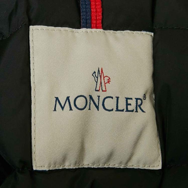 Pre Owned Moncler Black Real Fur Synthetic Down Puffer Jacket XS