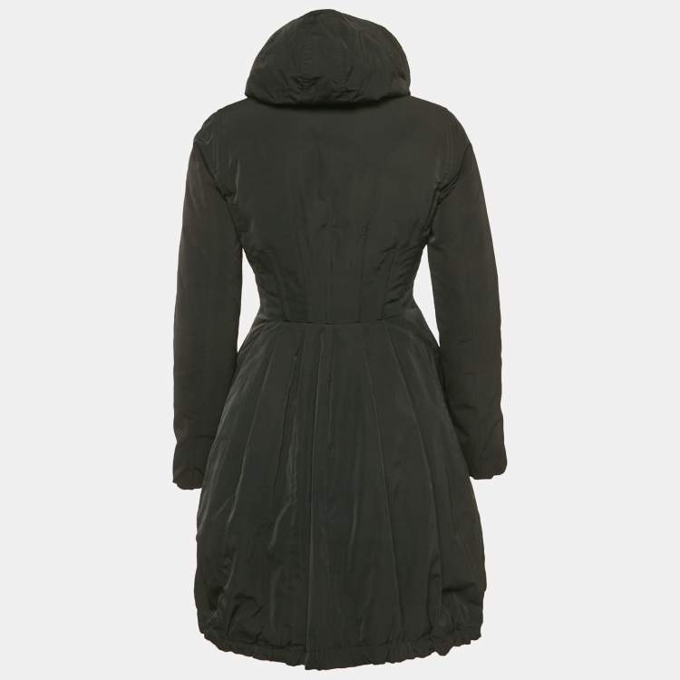 Pre Owned Moncler Black Real Fur Synthetic Down Puffer Jacket XS