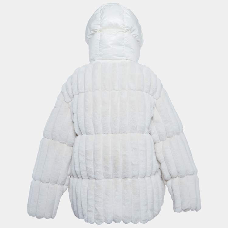 مملوكة مسبقًا Moncler White Faux Fur Pedrix Down Jacket M