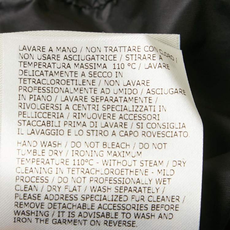 Pre Owned Moncler Black Fur Trim Nylon Down Coat S