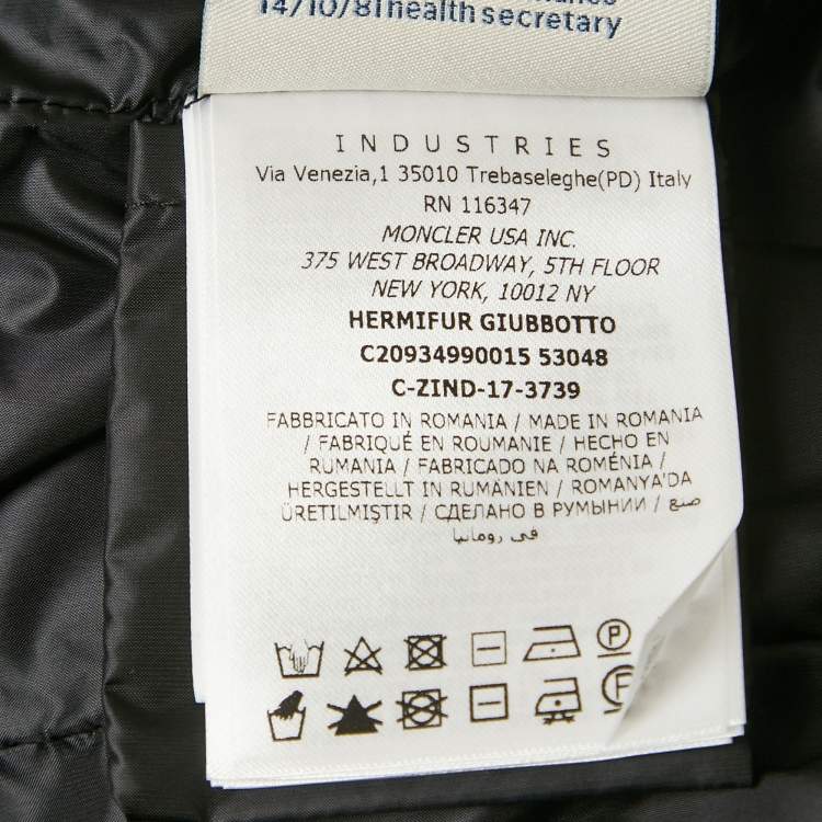 Pre Owned Moncler Black Fur Trim Nylon Down Coat S