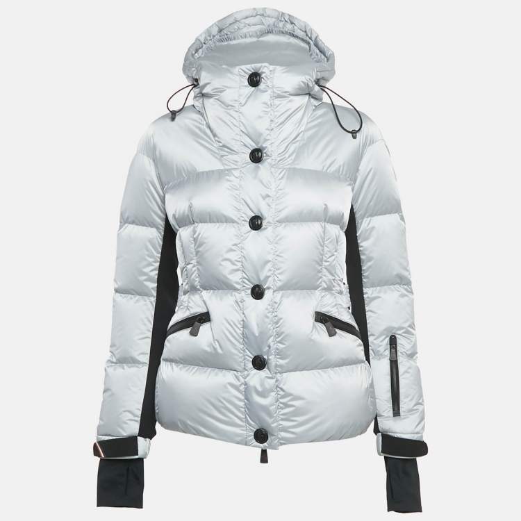 Pre Owned Moncler Silver Synthetic Down Ski Jacket M