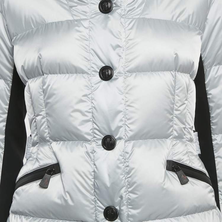 Pre Owned Moncler Silver Synthetic Down Ski Jacket M