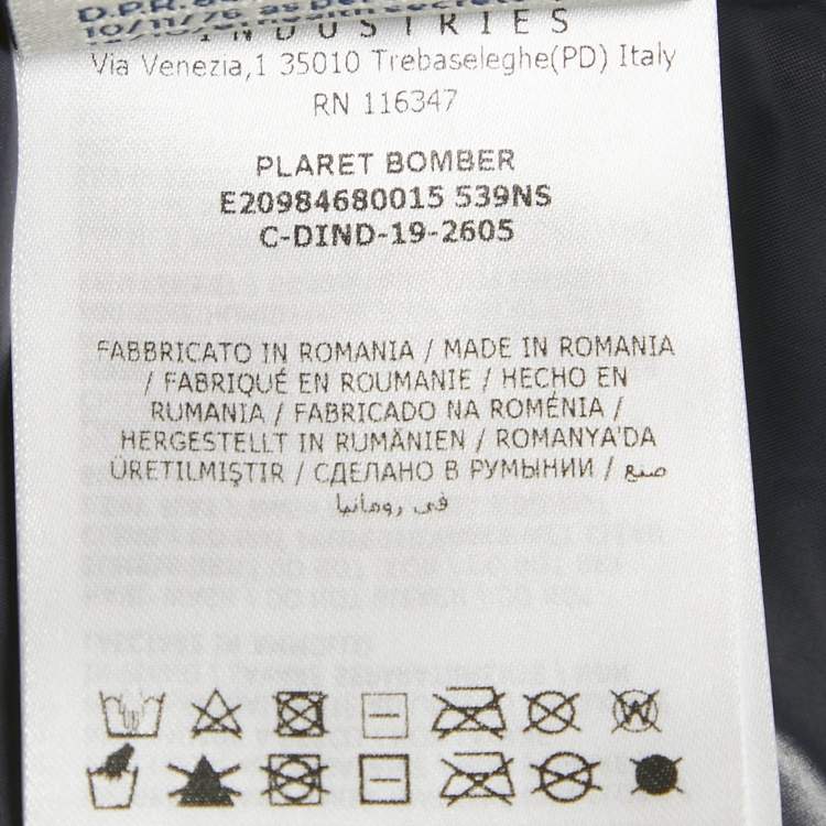 Pre Owned Moncler Red/Blue Logo Print Faux Fur and Nylon Puffer Jacket L