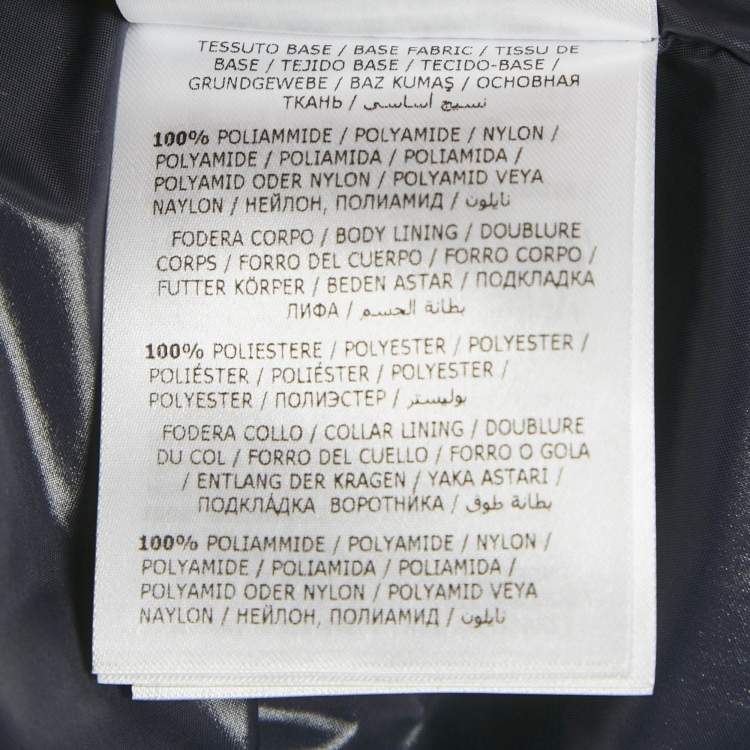 Pre Owned Moncler Red/Blue Logo Print Faux Fur and Nylon Puffer Jacket L