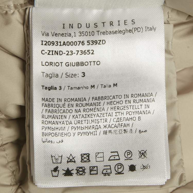 Pre Owned Moncler Beige Fur Trim Nylon Quilted Down Jacket M